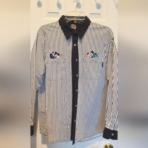 Disney vintage retro Mickey Minnie cotton oxford button down blouse M